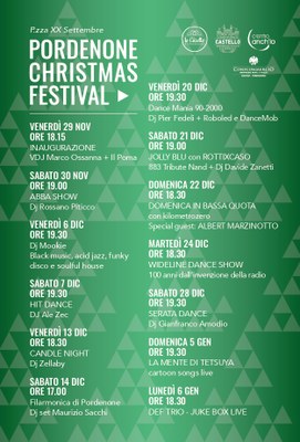 Musica e dj set alle casette di Natale in piazza XX Settembre. #nataleApordenone