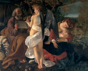 “Riposo durante la fuga in Egitto”, Realizzato da Caravaggio nel 1597 circa ed esposto oggi alla Galleria Doria Pamphilj a Roma