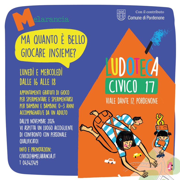 10 appuntamenti di gioco per genitori e bambini, ogni lunedì e mercoledì ore 16-18. Partecipazione gratuita #nataleApordenone