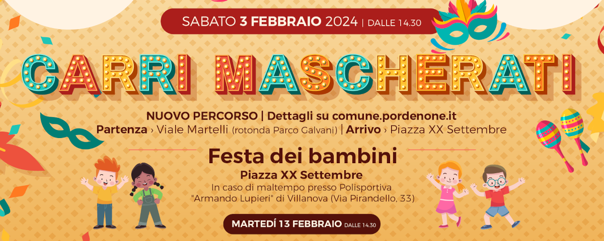 Banner carnevale a Pordenone 2024